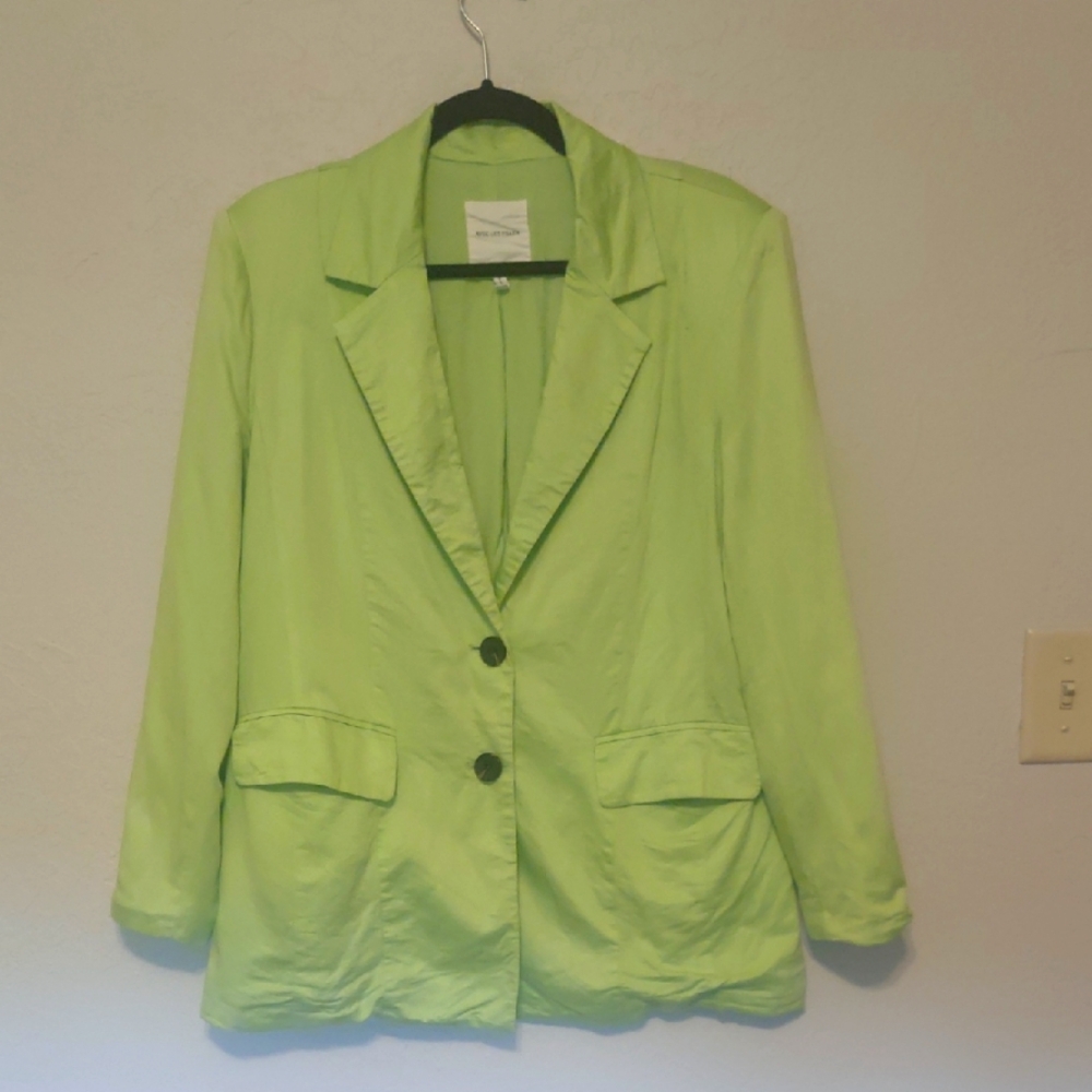 Lime Green Linen Avec Les Filles Blazer
